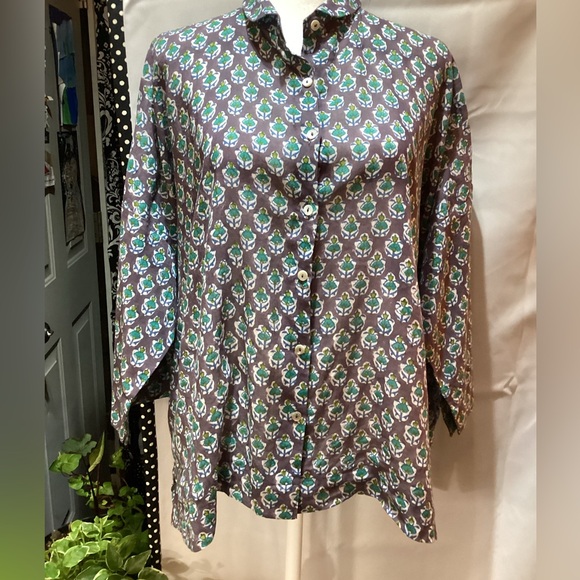 Gretchen Scott Floral Patterned Lightweight Blouse Made in India Size M/L - Picture 6 of 8